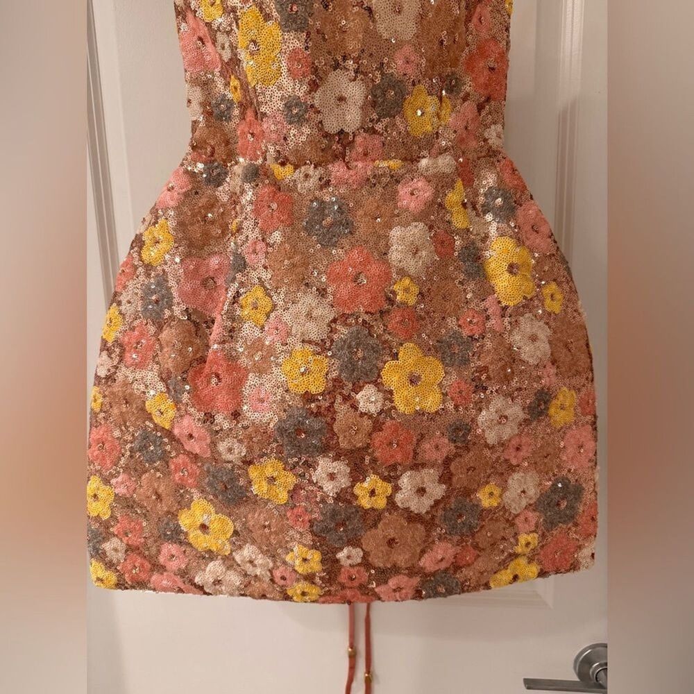 NWOT BRONX AND BANCO Maraya Strapless Floral Sequin Fit & Flare Mini Dress, M - Picture 9 of 16